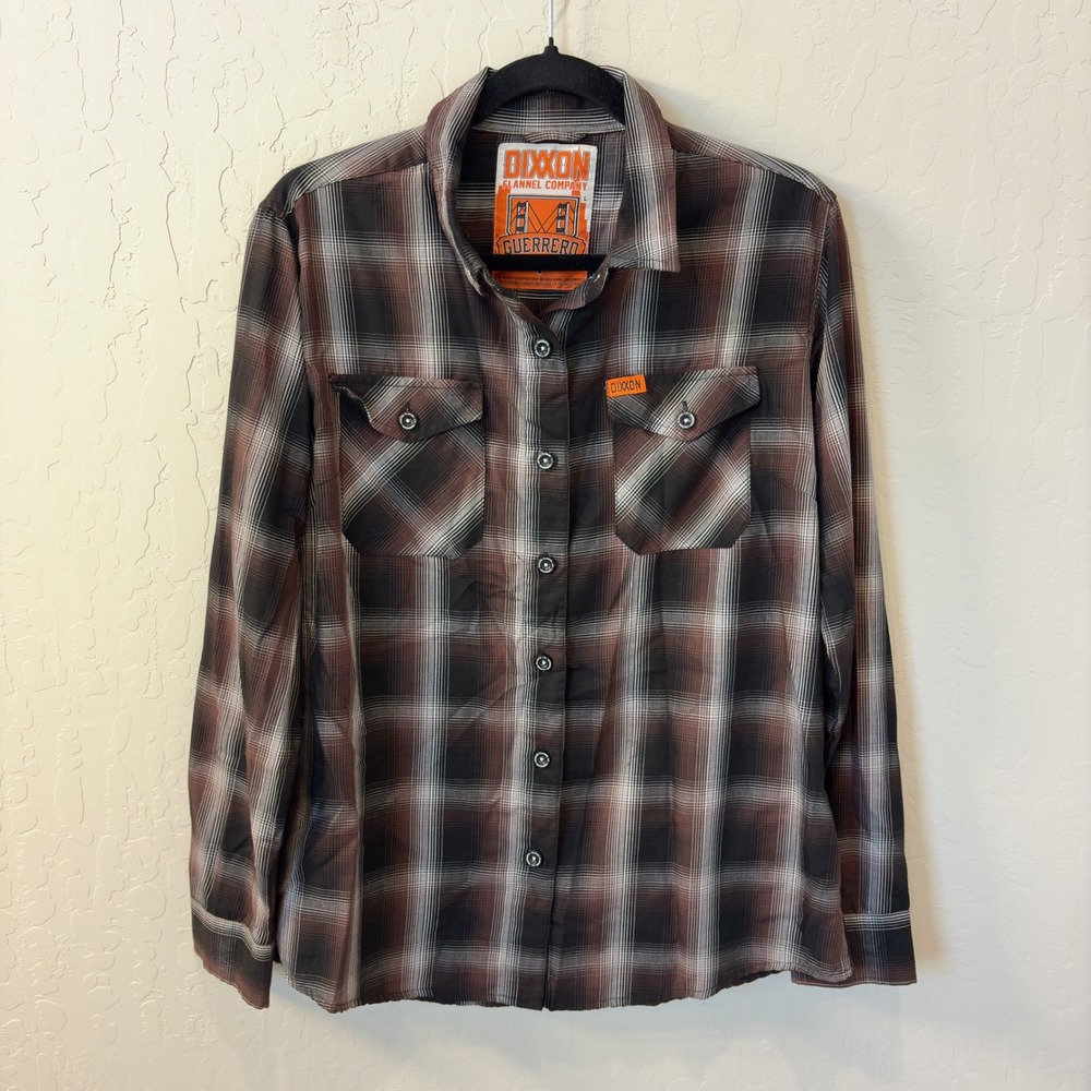 Dixxon‎ Flannel Company Guerrero Brown Black Plaid Bamboo Blend Shirt Women's L